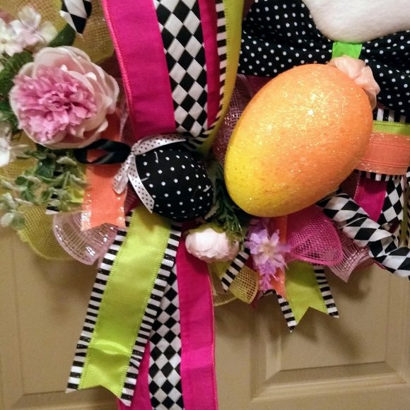 Easter Bunny Wreath, Easter Wreath for Front Door, Spring Wreath for Front Door - Picture 2 of 8